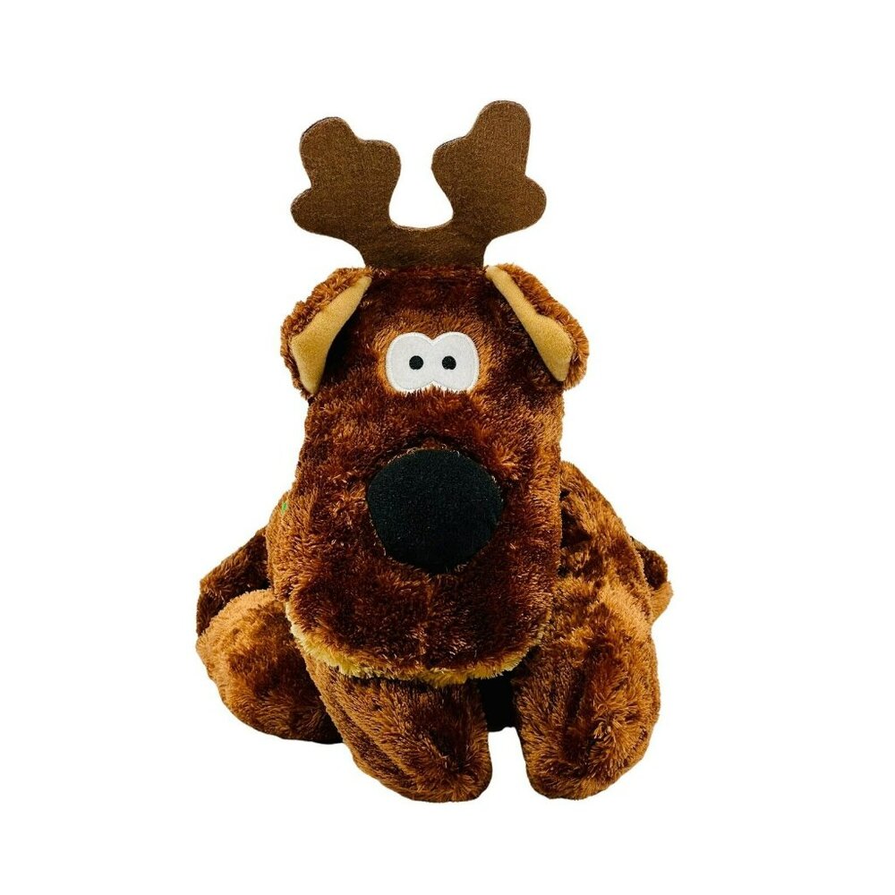Hallmark Rodney Reindeer Plush Vintage Red Green‎ Stripe Scarf 12"